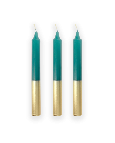 Bougies Bicolores - Vert Olive & Or mjc