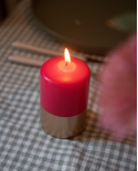 Bougies Piliers - Rose Foncé & Or  mjc 45 h