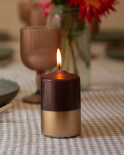 Bougies Piliers - Aubergine & Or mjc 45 h