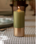 Bougies Piliers - Vert Olive & Or mjc 70 h