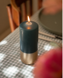 Bougies Piliers - Bleu Lagon & Or mjc 70 h