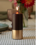 Bougies Piliers - Aubergine & Or mjc 70 h