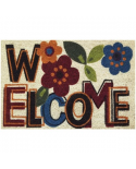 IDMAT Tapis coco blanchi/pvc 40x60cm welcome fleur
