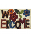 IDMAT Tapis coco blanchi/pvc 40x60cm welcome fleur