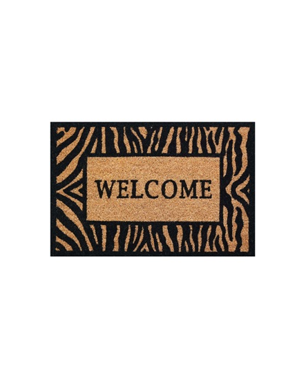 IDMAT Tapis coco naturel 40x60 cm épaisseur 15 mm welcome zèbre